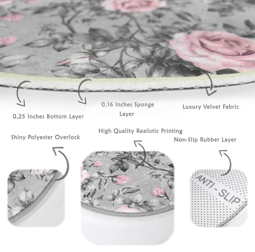 Tappeto rotondo lavabile di colore rosa-grigio chiaro, adatto per aspirapolvere robot ø 100 cm Comfort - Mila Home