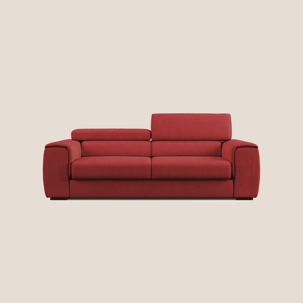 Zeno Divano con pouf estraibile poggiapiedi in tessuto morbido impermeabile T02 rosso