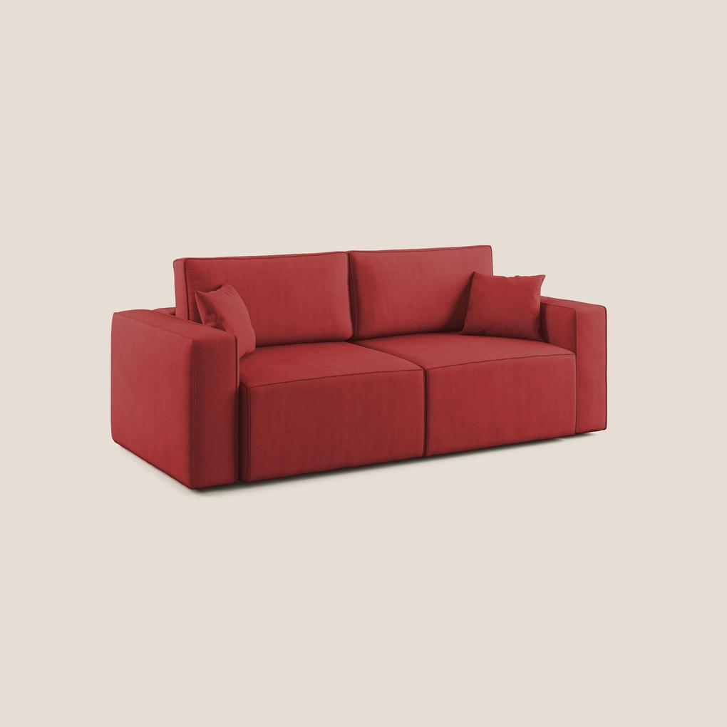 Morfeo divano con seduta estraibile in morbido tessuto impermeabile T02 rosso 215 cm
