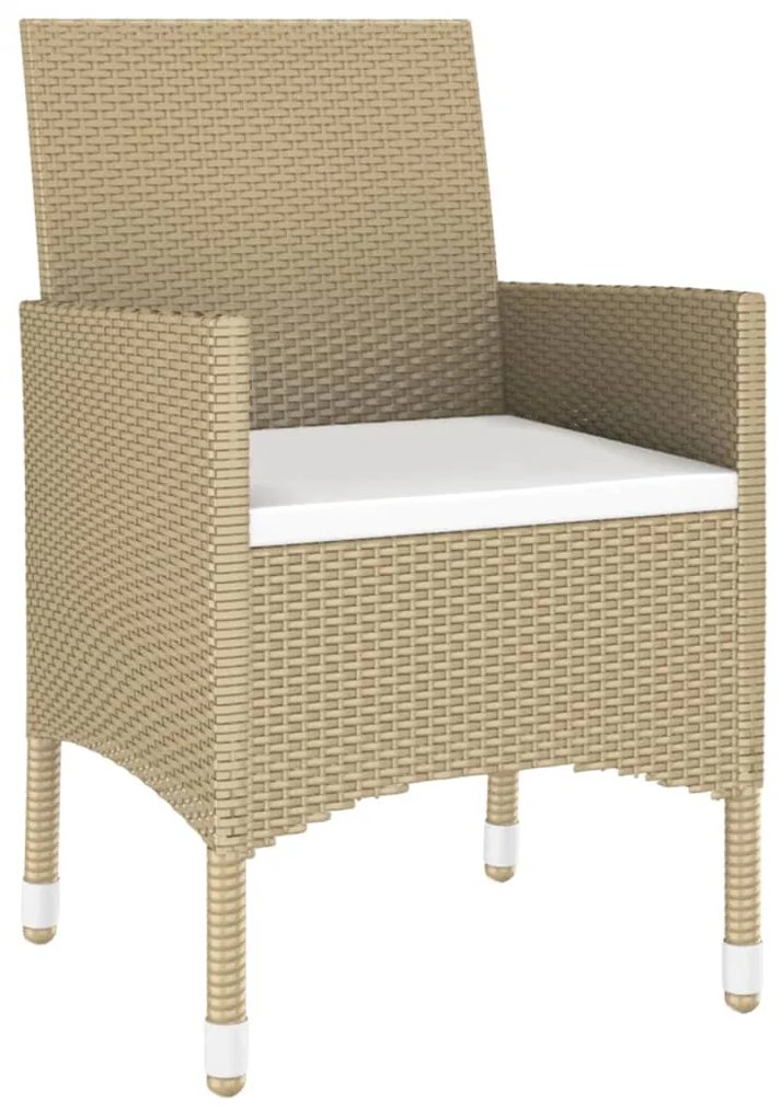 Set da pranzo giardino 5 pz polyrattan e vetro temperato beige