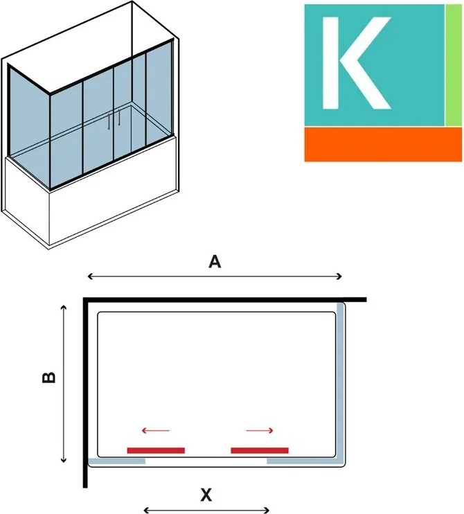 Box per vasca da bagno 160x80cm KV05 - KAMALU
