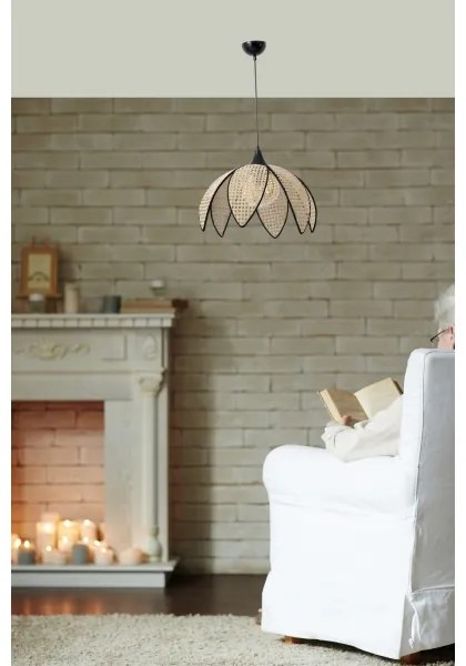 Lampadario a sospensione FUME 1xE27/40W/230V ø 40 cm nero/beige