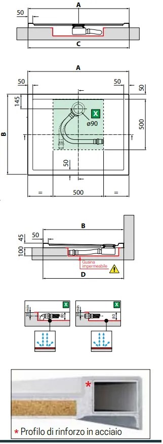 Novellini Olympic Piatto Doccia 120x80 rettangolare spessore 4,5 cm in acrilico Bianco