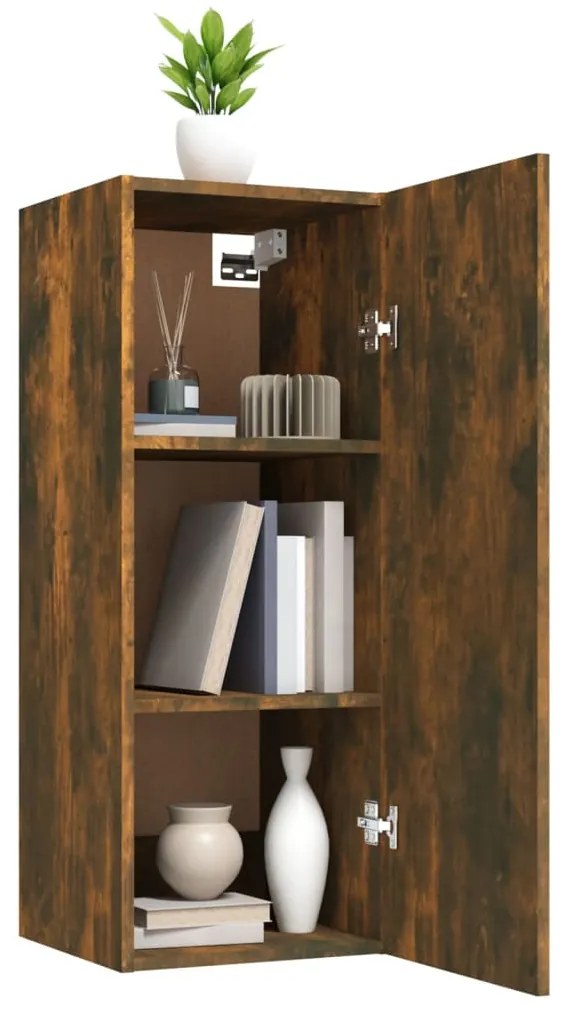 Armadietto a muro rovere fumo 34,5x34x90cm in legno multistrato