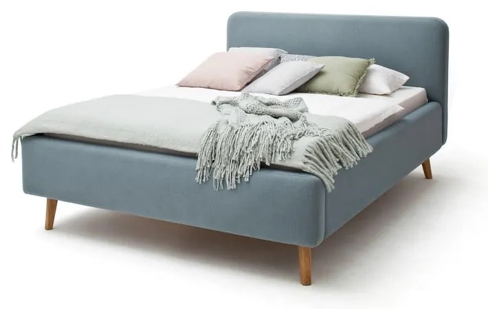 Letto matrimoniale imbottito blu/grigio 180x200 cm Mattis - Meise Möbel