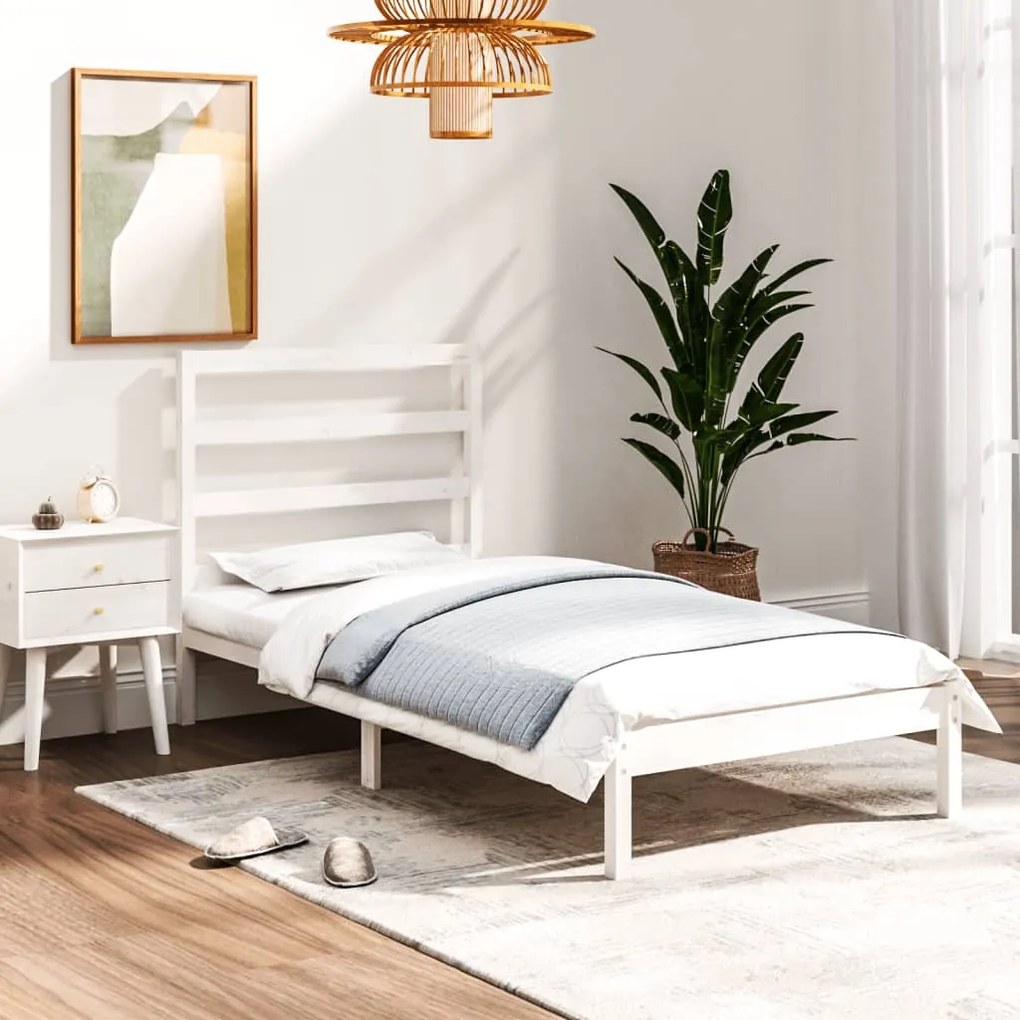 Giroletto Bianco İn Legno Massello 90x190 Cm Single /