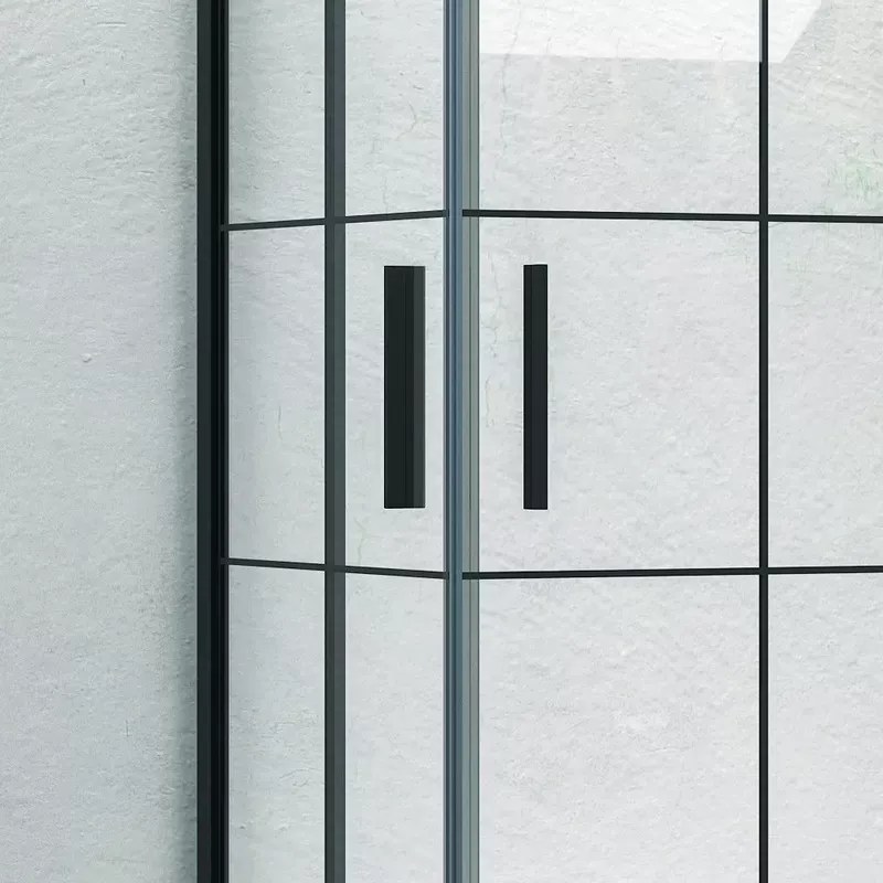 Box doccia 70x70 telaio nero vetro quadrati neri NICO-B1000 - KAMALU