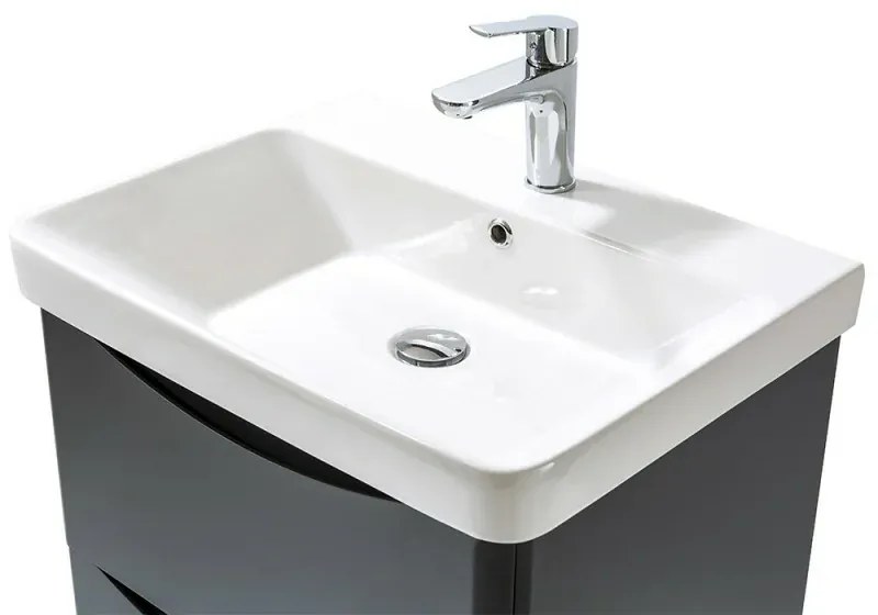 Mobile bagno sospeso 80 cm antracite con specchio a filo Zen