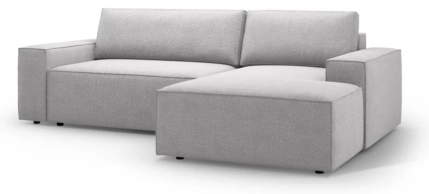 Divano letto angolare grigio chiaro in tessuto bouclé (angolo destro) Jodie - Micadoni Home