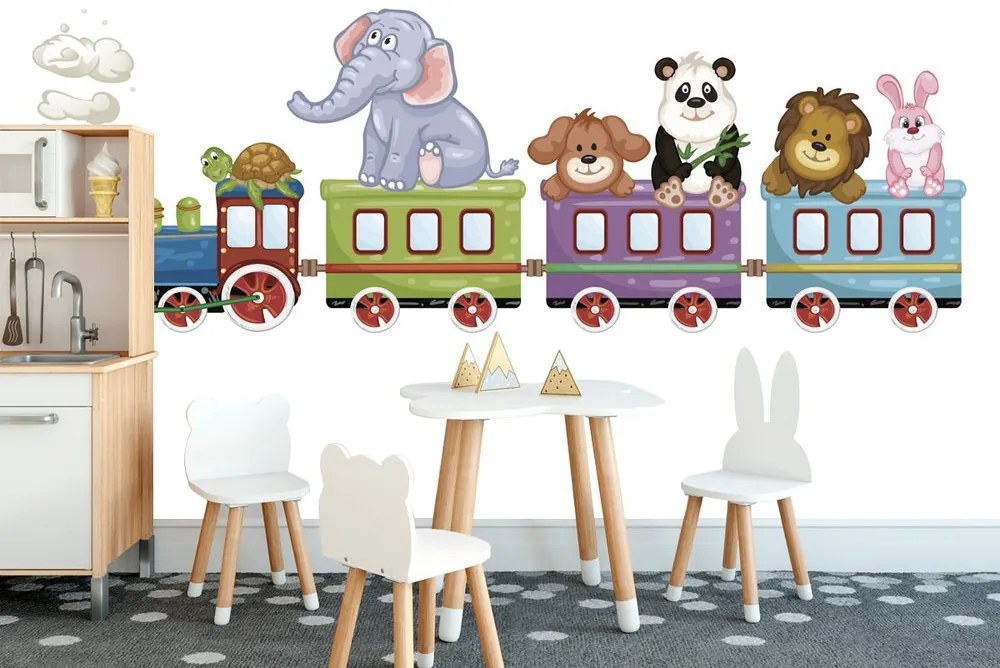 Carta da parati autoadesiva – Trenino con animali