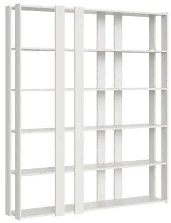 Libreria in legno Bianco Frassino 178x204h cm con 6 ripiani e 8 fasce - KATO E