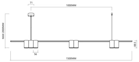 Lampadario a sospensione con filo GENESIS 7xGU10/8W/230V oro