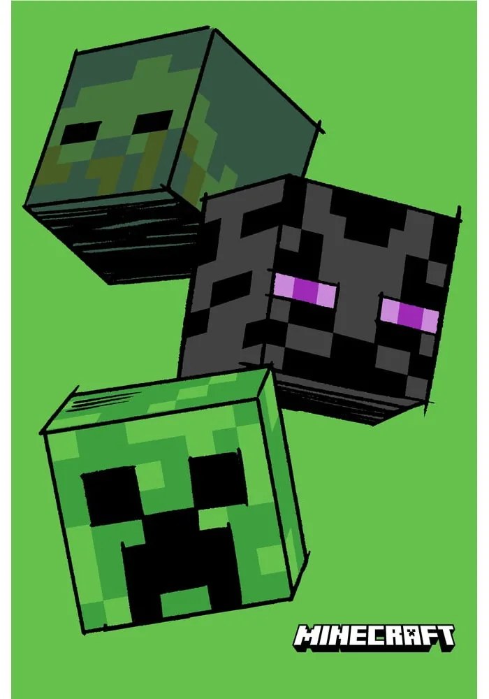 Coperta per bambini verde in vello 100x150 cm Minecraft "The Mobs" – Jerry Fabrics