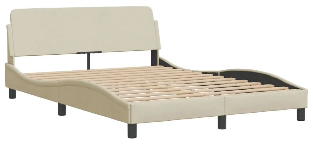 Letto con materasso crema 140x19 cm in tessuto