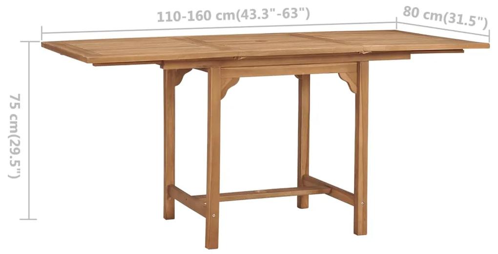 Tavolo da Giardino Estensibile (110-160)x80x75 cm Massello Teak