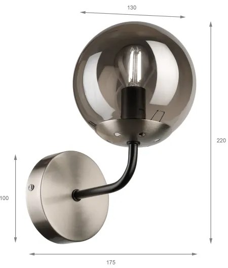 Brilagi - Lampada da parete MALIVA 1xE14/15W/230V cromo opaco/fumé