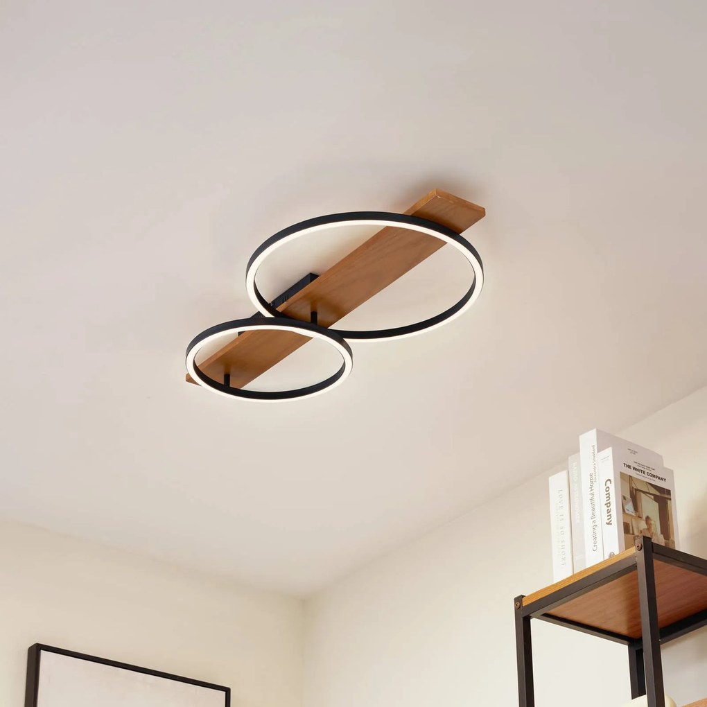 Plafoniera a LED Galad Lindby, dimmerabile, Legno chiaro, Soggiorno / Sala da pranzo, Legno, Moderno, Plafoniera LED