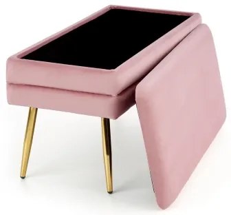 Panca con vano portaoggetti VELVA 37x78 cm rosa/oro