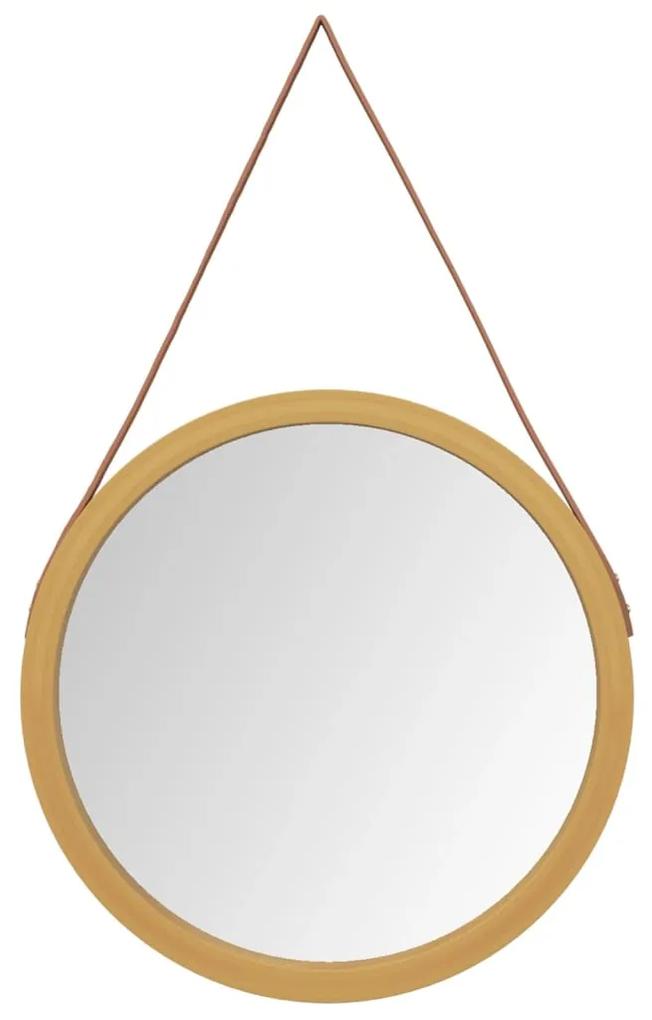 Specchio da Parete con Cinghia Dorato Ø 55 cm