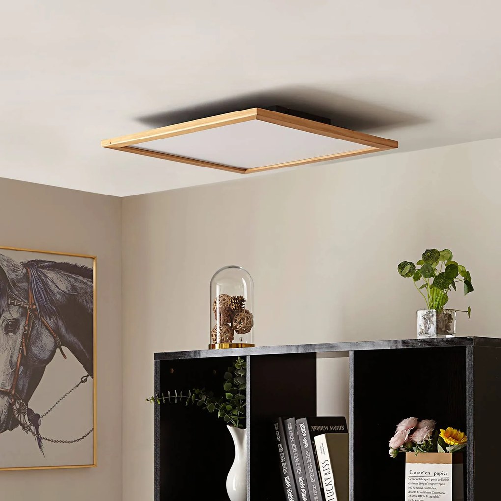 Plafoniera a LED Joren Lucande, dimmerabile, Legno chiaro, Soggiorno / Sala da pranzo, Legno, Campagna / Rustiche, Plafoniera LED