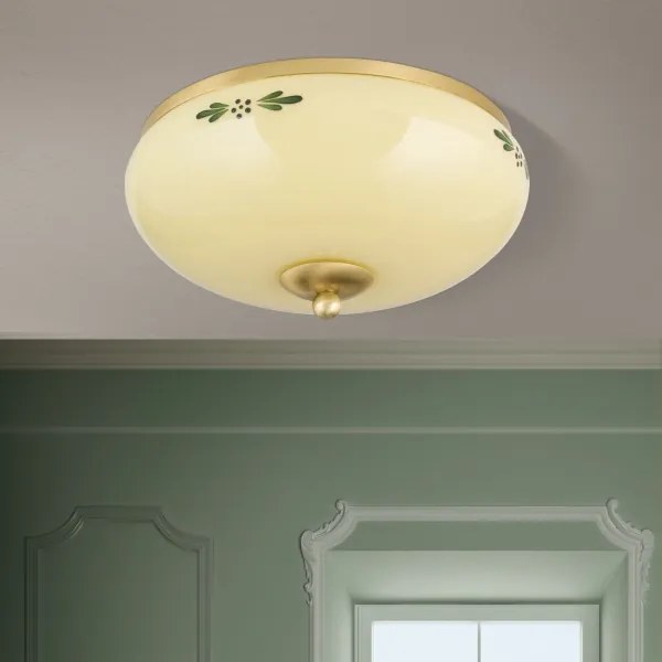 Orion DL 7-673 - Lampada da soffitto LANDHAUS 2xE27/60W/230V Ø 28 cm ottone/beige