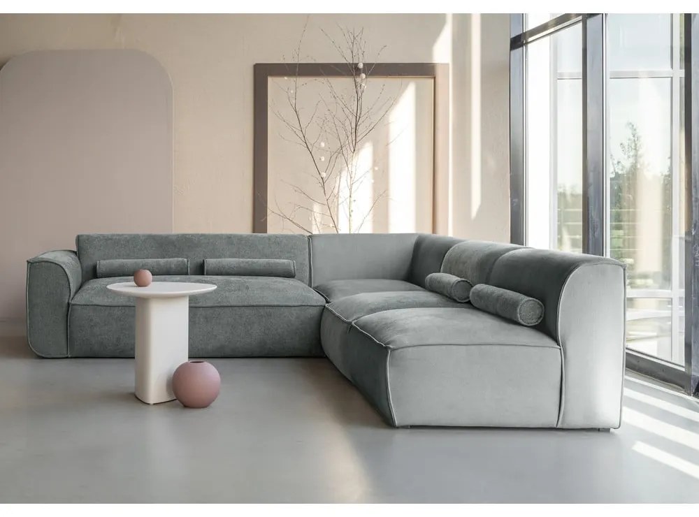 Divano angolare componibile in verde chiaro (con penisola a destra) Flex Felix – Miuform