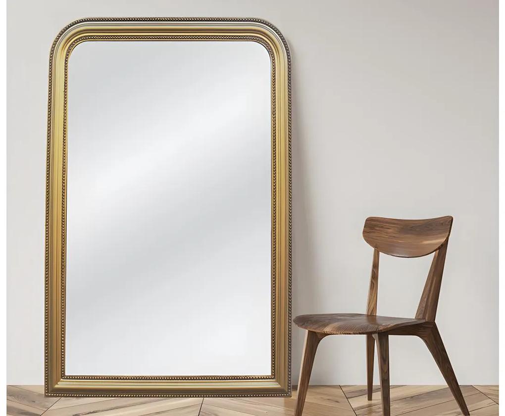 Specchio in legno di paulownia stile vintage - L. 80 x H. 110 cm - effetto ottone dorato -  HELOISE