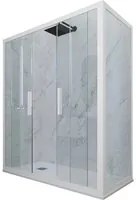 Box doccia 2 ante scorrevoli 90x130 CM H 200 Vetro Trasparente Profilo Bianco Matt mod. Glam Duo