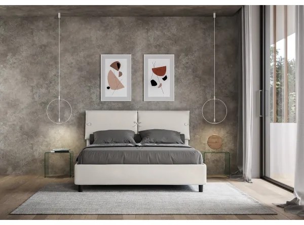 Letto matrimoniale contenitore imbottito 160x190 similpelle bianco Sleeper