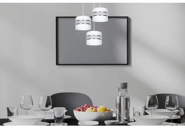 Lampadario a sospensione con filo CORAL 3xE27/60W/230V bianco/cromo diametro 45 cm