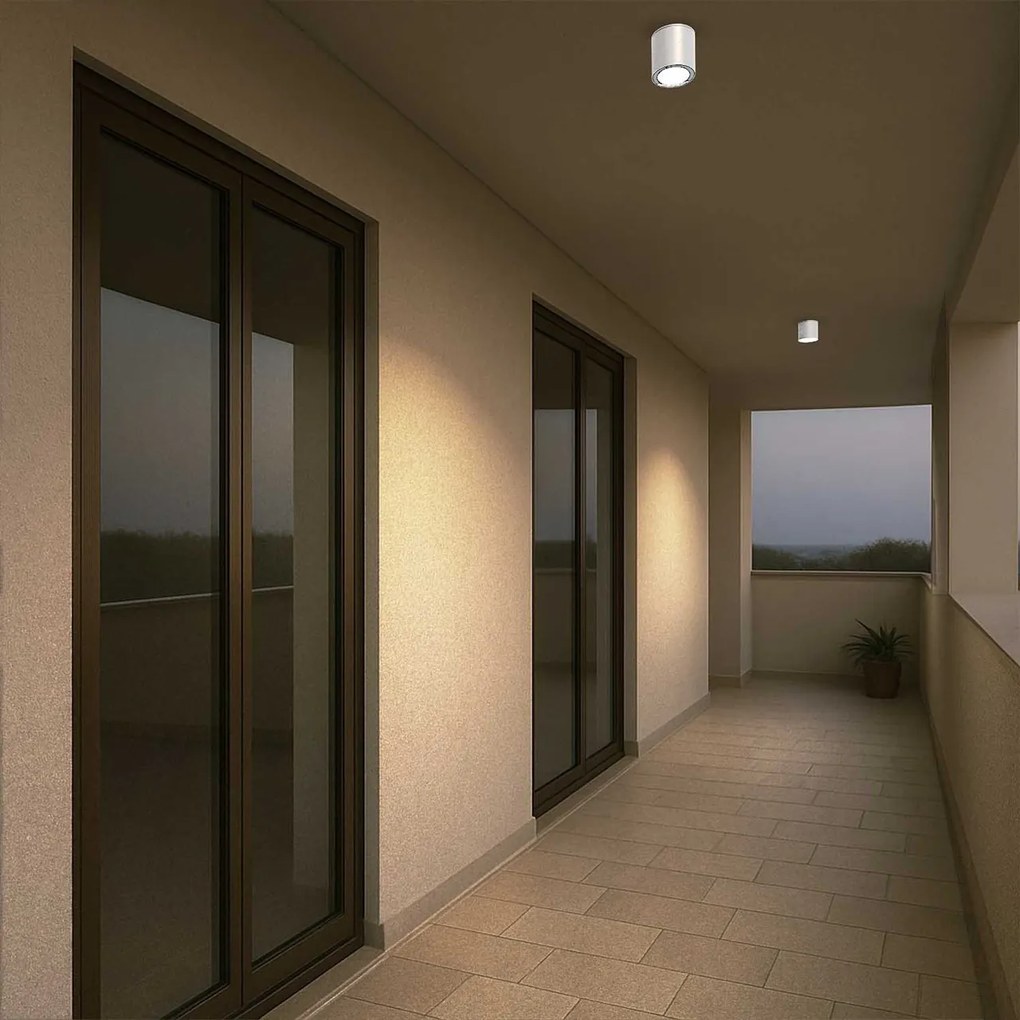 Applique da soffitto IP54 GU10 in Alluminio e Vetro - Bianca