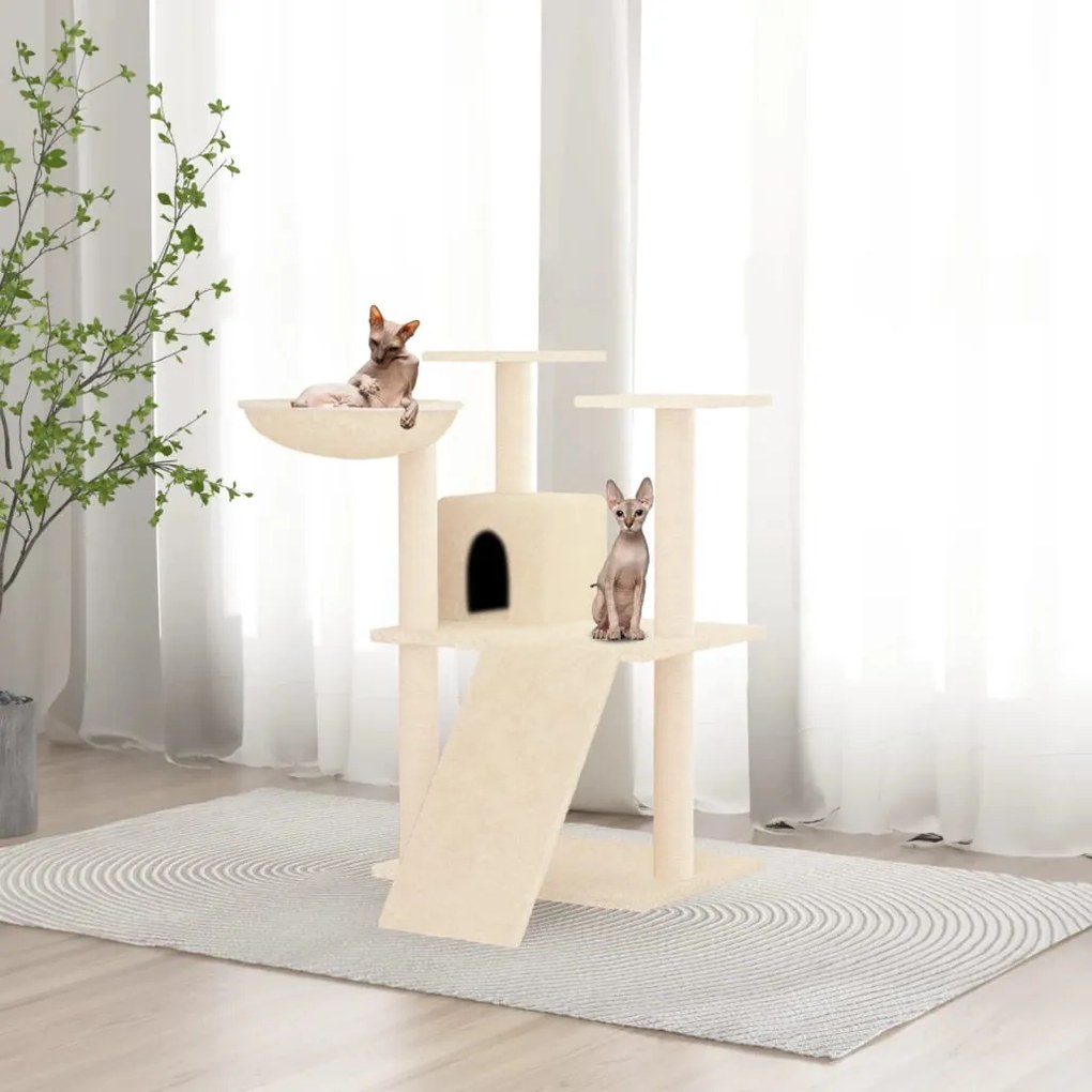 Albero Per Gatti Con Tiragraffi İn Sisal Crema 83 Cm /