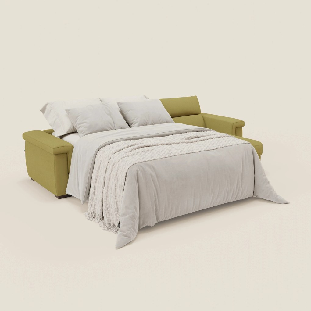 Magnolia divano letto angolare con Penisola Contenitore - Materasso H18 cm in tessuto smacchiabile T05 giallo