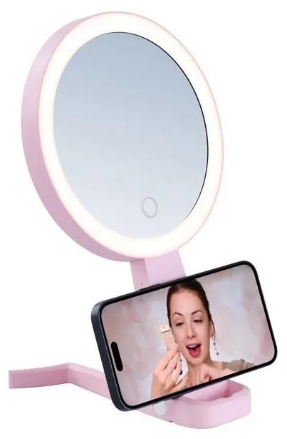 Immax 09102L - Specchio cosmetico dimmerabile LED+CCT SWEET LED/3W/5V rosa