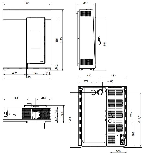 Palazzetti Michelle 10 Stufa A Pellet Ecofire ad Aria 10kw con uscita fumi superiore in acciaio bianco