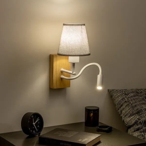 Brilagi - Applique a LED NUBILA WOOD 1xE27/25W/230V + LED/3W quercia/grigio