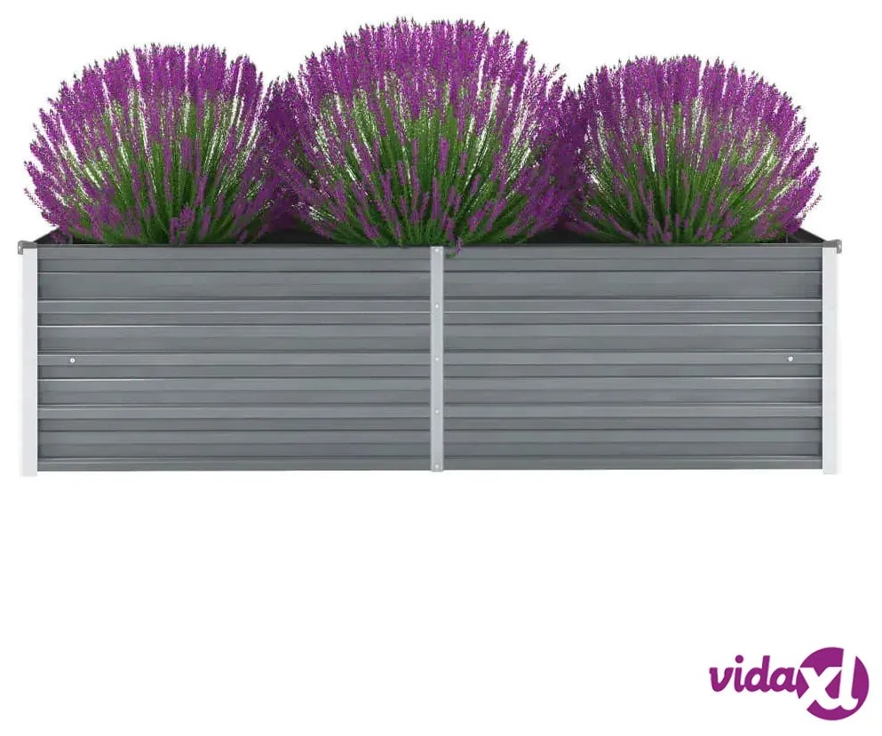 vidaXL Letto Rialzato Giardino in Acciaio Zincato 160x40x45 cm Grigio