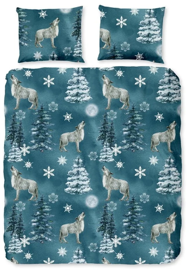 Set lenzuola letto matrimoniale in flanella verde 200x220 cm Midnight - Good Morning