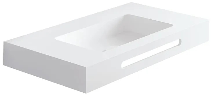 Lavabo sospeso rettangolare Zen 60 L H 10 x P 46 cm in acrilico bianco opaco