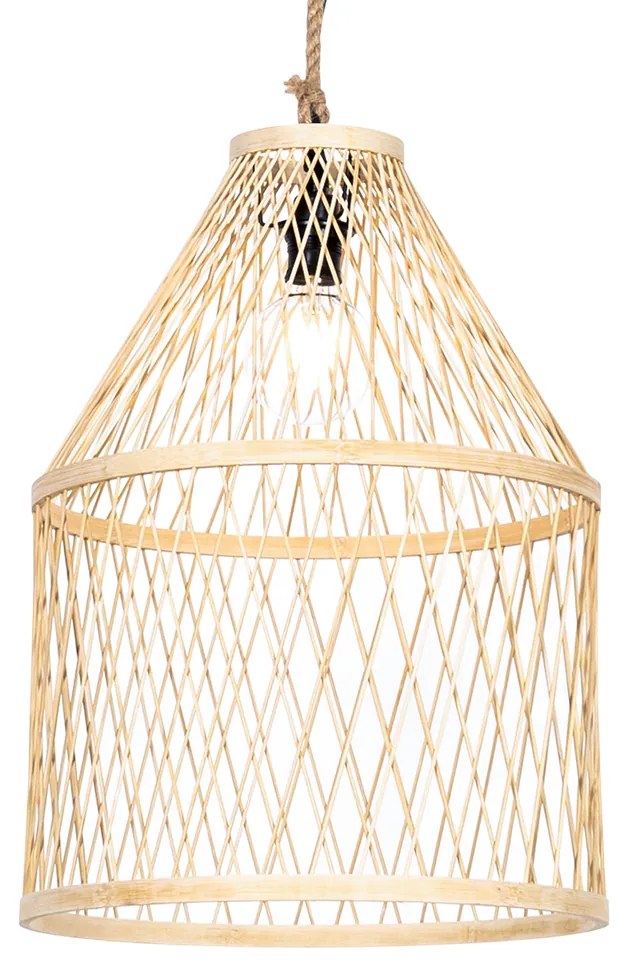 Lampada a sospensione da esterno rustica in rattan 40x55 cm - Calamus