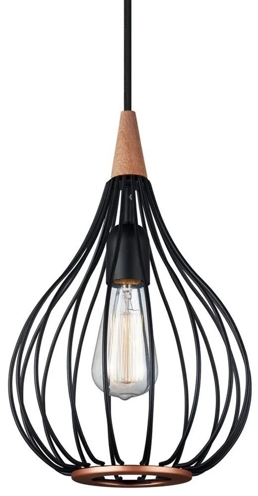 Halo Design - Drops Lampada a Sospensione Ø23 Black/Dark WoodHalo Design