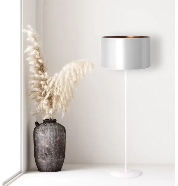 Duolla - Lampada con piedistallo CANNES 1xE27/15W/230V diametro 45 cm argento/rame/bianco
