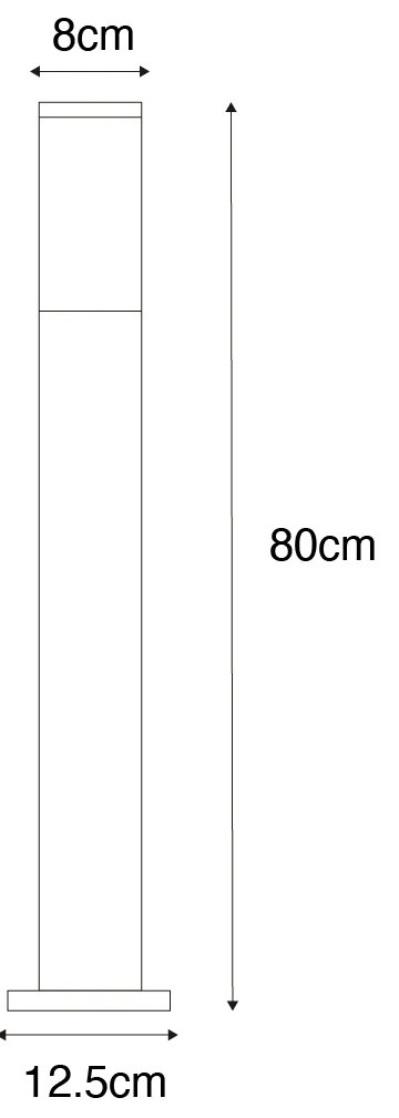 Lampada da esterno moderna a palo grigio scuro con vetro fumé 80 cm - Malios