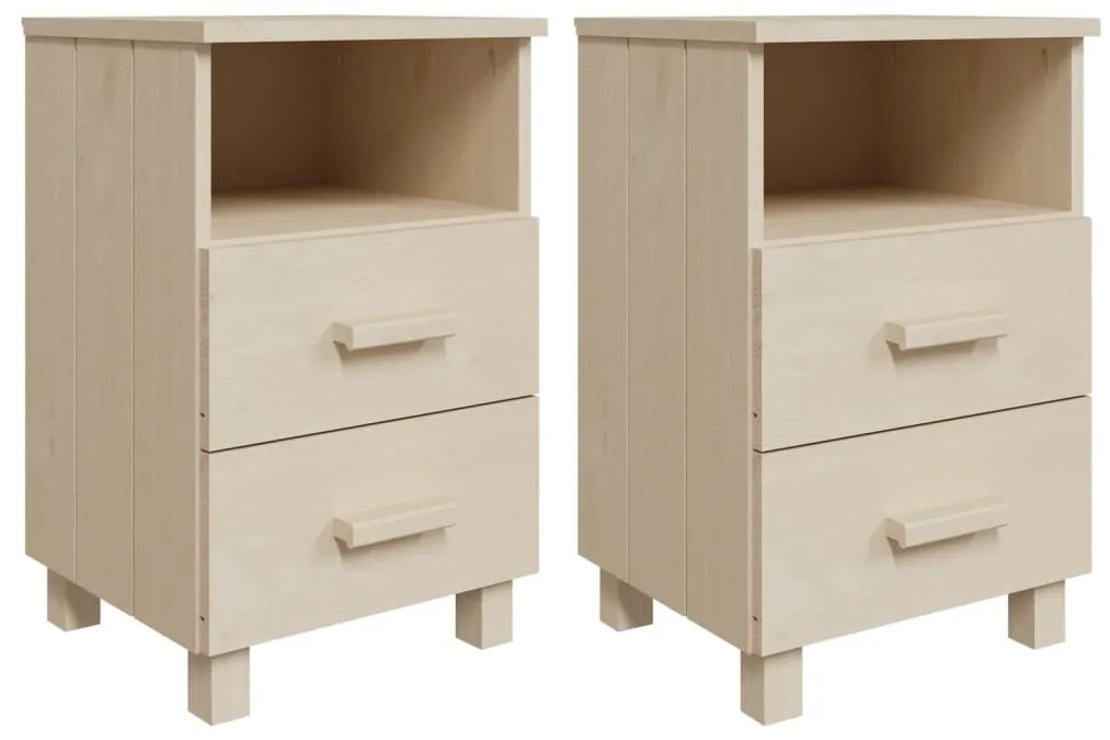 Comodini hamar 2 pz miele 40x35x62 cm legno massello di pino