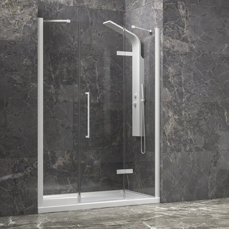 Kamalu - Porta doccia 180cm battente e 2 fissi colore bianco | KT6000B