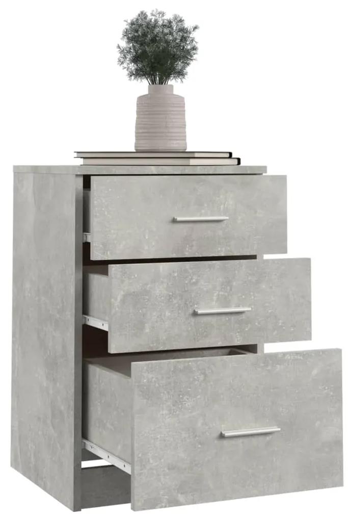 Comodino grigio cemento 40x40x63 cm in legno multistrato