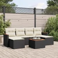 Set Divani da Giardino con Cuscini 7pz Nero Polyrattan 3258626