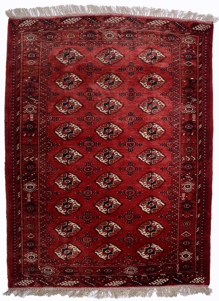 Bokhara Tappeto orientale 120x150 Rosso (Turkmenistan) Annodato A Mano