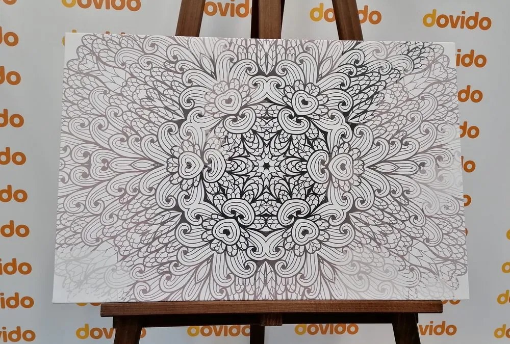 Stampa su tela – Mandala etnica in bianco e nero