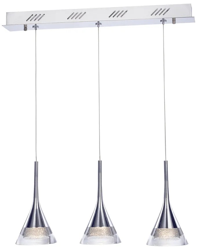 Lampadario Sospensione Grande Moderno Gioiello Metallo Cromo Vetro Led 18W